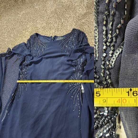 Adrianna Papell - AP1E205401 Beaded Bateau Neck Illusion Chiffon Dress Size 8 - Picture 16 of 16